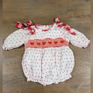 Smocked Flamingo Hearts Long Sleeve Bubble